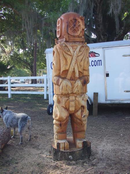 Deep Sea diver , carved from Oak