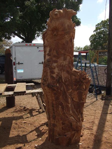 Bear and Eagle contemporary totem sculpture