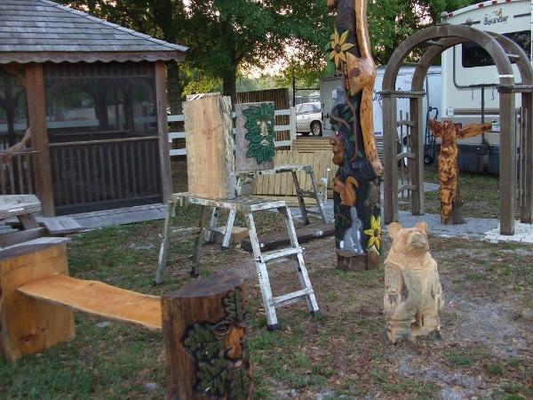 Group photo , chainsaw carvings