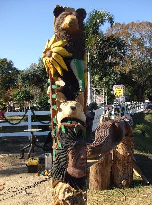 Totem pole chainsaw carving